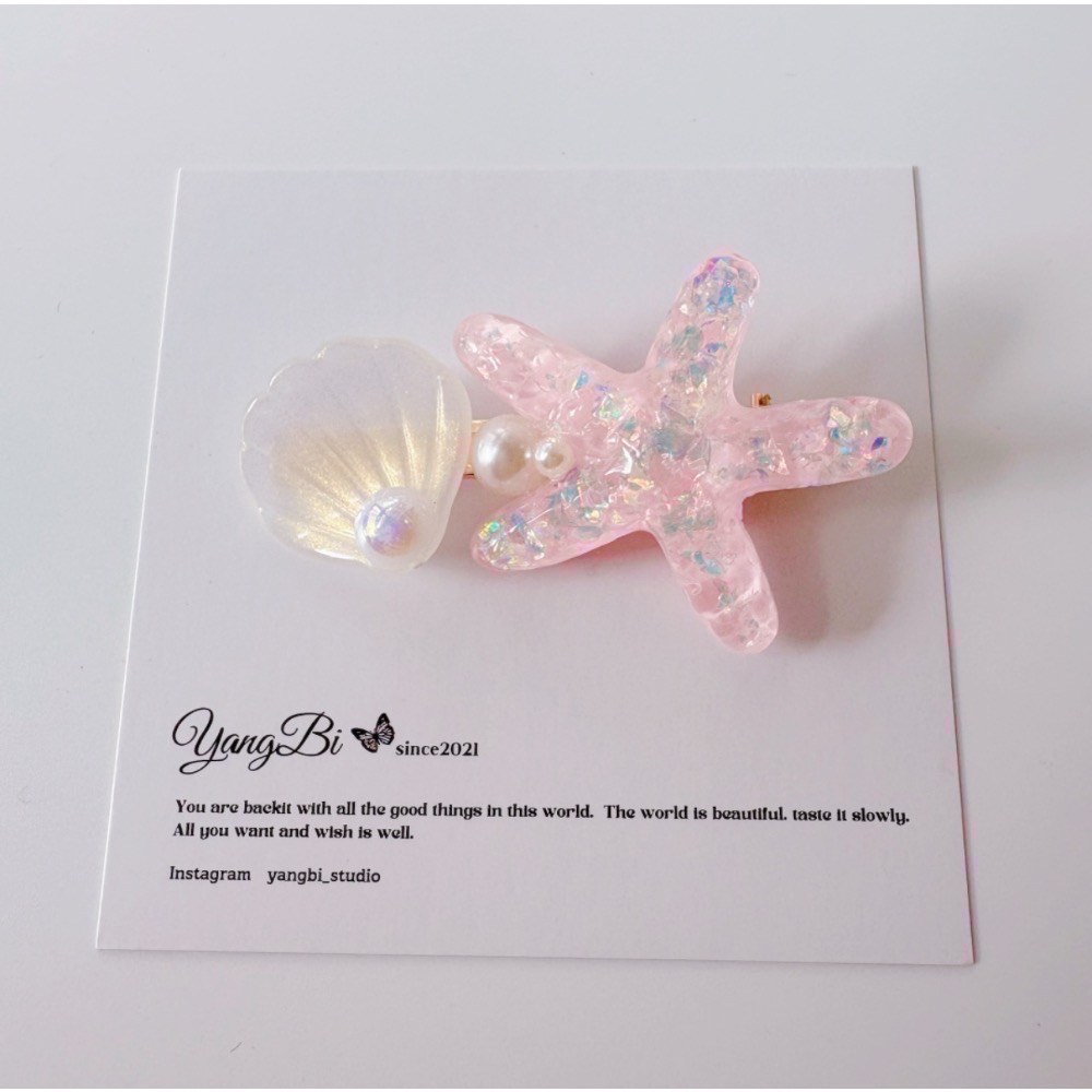 𝓨𝓪𝓷𝓰𝓑𝓲🕊️【韓系夢幻海洋風】透漾海星貝殼珍珠髮夾 邊夾 鴨嘴夾 少女髮飾 V399-規格圖11