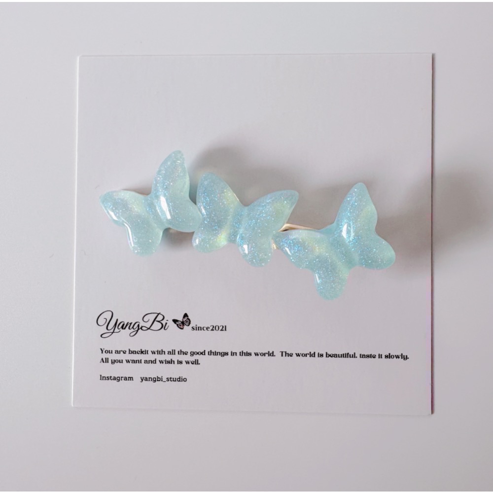 𝓨𝓪𝓷𝓰𝓑𝓲🕊️【細閃夢幻冰透蝴蝶】珍珠愛心蝴蝶髮夾 邊夾 鴨嘴夾 V402-規格圖11