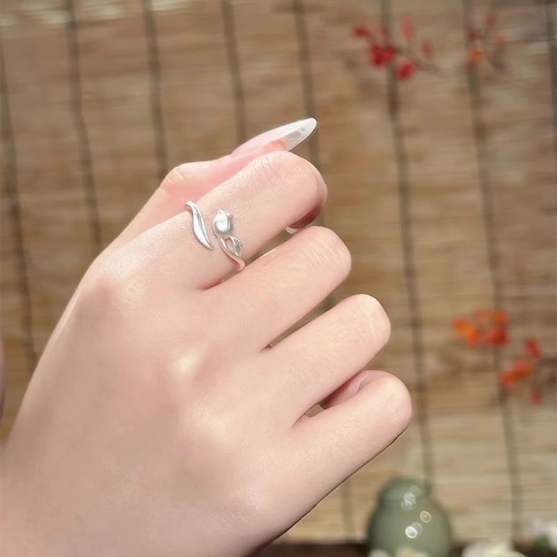 𝓨𝓪𝓷𝓰𝓑𝓲🕊️【925銀】【典雅鬱金香磨砂啞光戒指】 Y825-細節圖2