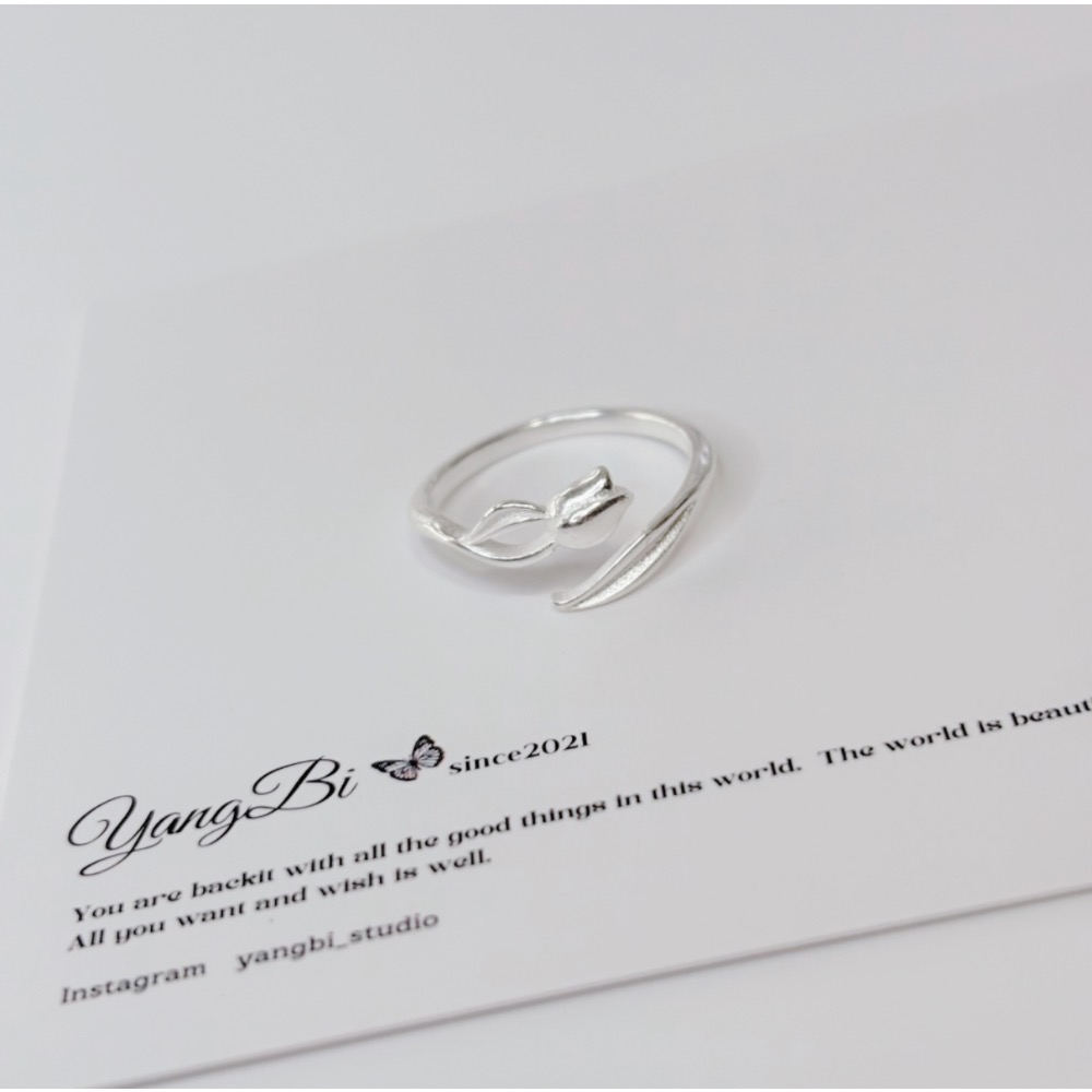 𝓨𝓪𝓷𝓰𝓑𝓲🕊️【925銀】【典雅鬱金香磨砂啞光戒指】 Y825-細節圖3