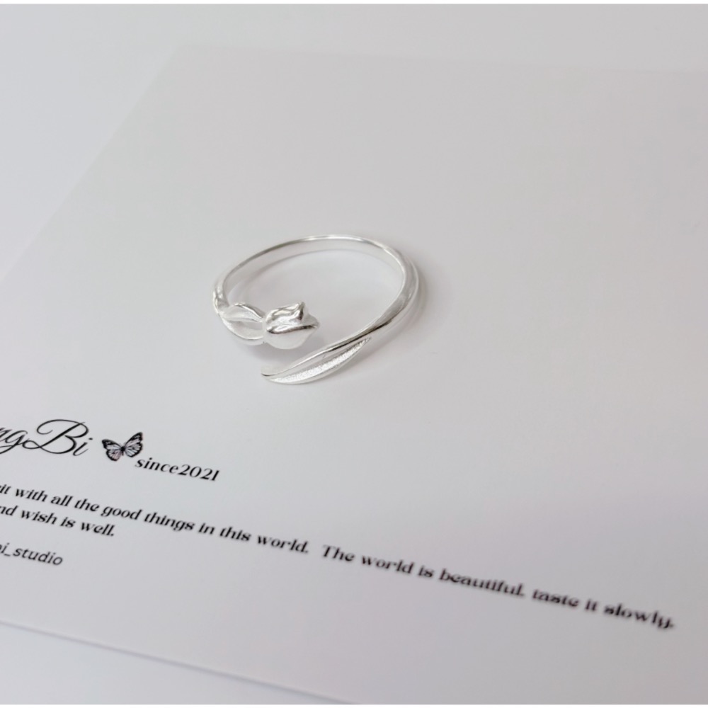 𝓨𝓪𝓷𝓰𝓑𝓲🕊️【925銀】【典雅鬱金香磨砂啞光戒指】 Y825-細節圖7