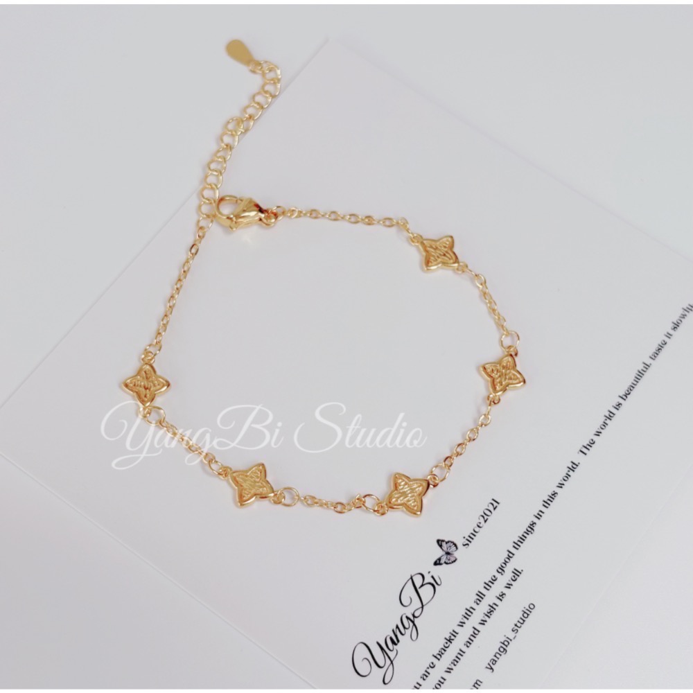 𝓨𝓪𝓷𝓰𝓑𝓲🕊️【金色復古四芒星手鍊】輕奢 小眾 高級感 星星 疊戴手飾 四芒星 Y826-細節圖9