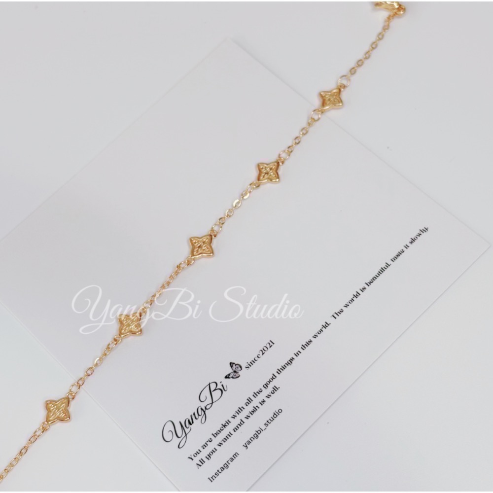 𝓨𝓪𝓷𝓰𝓑𝓲🕊️【金色復古四芒星手鍊】輕奢 小眾 高級感 星星 疊戴手飾 四芒星 Y826-細節圖3