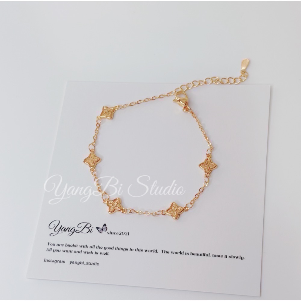 𝓨𝓪𝓷𝓰𝓑𝓲🕊️【金色復古四芒星手鍊】輕奢 小眾 高級感 星星 疊戴手飾 四芒星 Y826-細節圖5