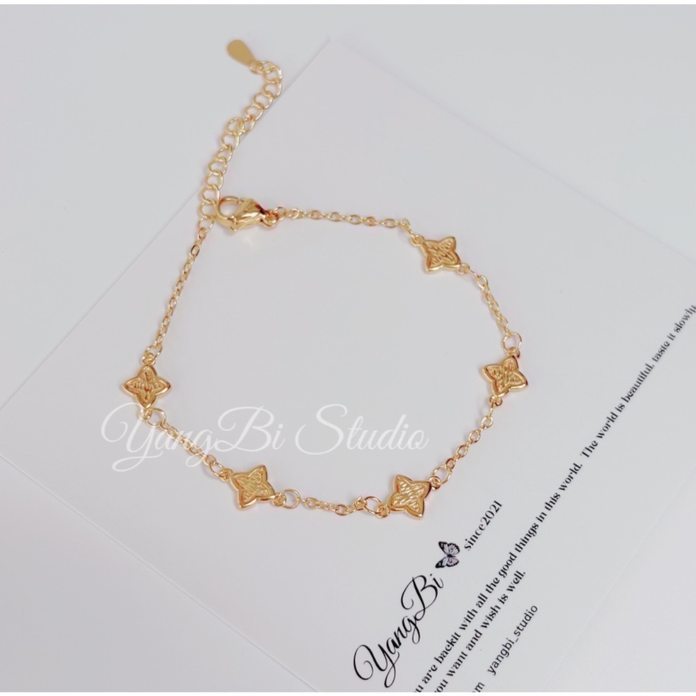 𝓨𝓪𝓷𝓰𝓑𝓲🕊️【金色復古四芒星手鍊】輕奢 小眾 高級感 星星 疊戴手飾 四芒星 Y826-細節圖9