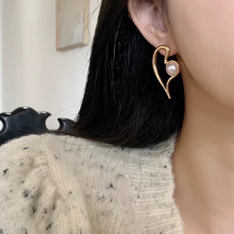𝓨𝓪𝓷𝓰𝓑𝓲🕊️【耳針耳夾都有】【法式優雅】【對稱愛心造型珍珠耳環】 Y827-細節圖4