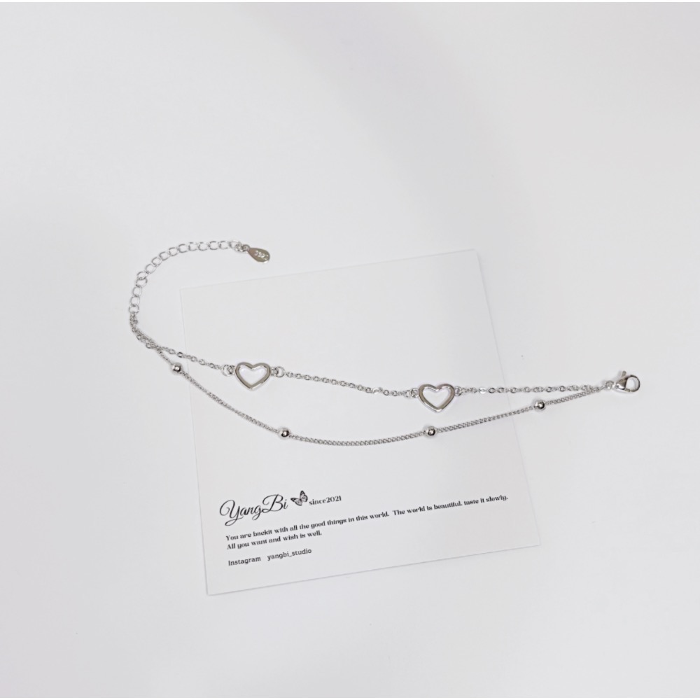𝓨𝓪𝓷𝓰𝓑𝓲🕊️925銀【閨蜜手鍊】【甜美雙層愛心豆豆細鍊手鍊】 Y828-細節圖4