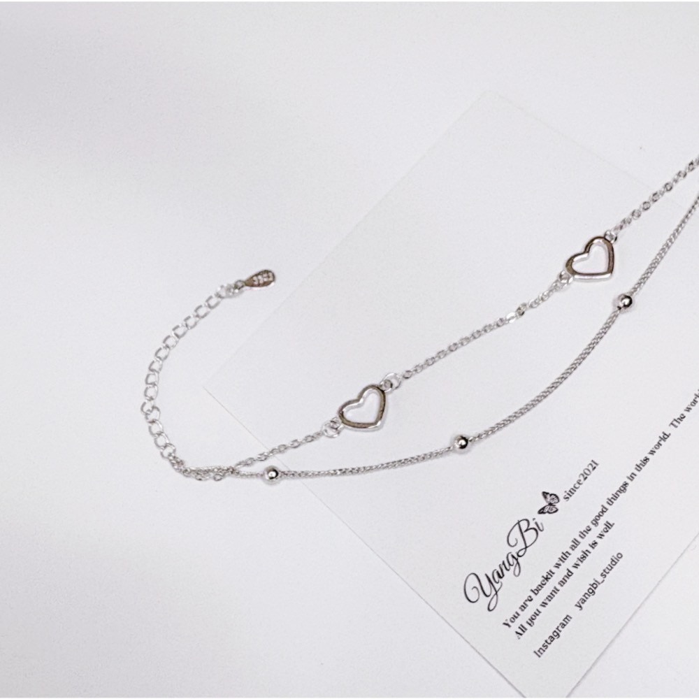 𝓨𝓪𝓷𝓰𝓑𝓲🕊️925銀【閨蜜手鍊】【甜美雙層愛心豆豆細鍊手鍊】 Y828-細節圖6