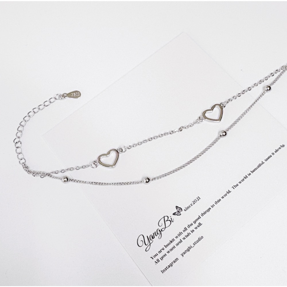 𝓨𝓪𝓷𝓰𝓑𝓲🕊️925銀【閨蜜手鍊】【甜美雙層愛心豆豆細鍊手鍊】 Y828-細節圖8
