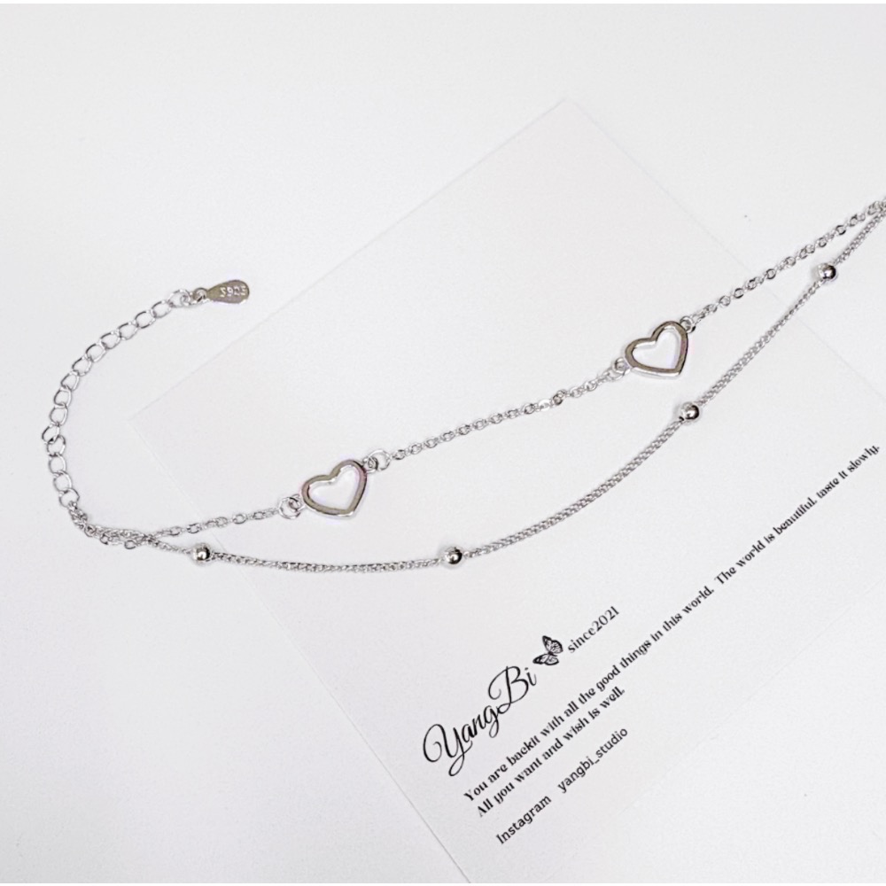 𝓨𝓪𝓷𝓰𝓑𝓲🕊️925銀【閨蜜手鍊】【甜美雙層愛心豆豆細鍊手鍊】 Y828-細節圖8