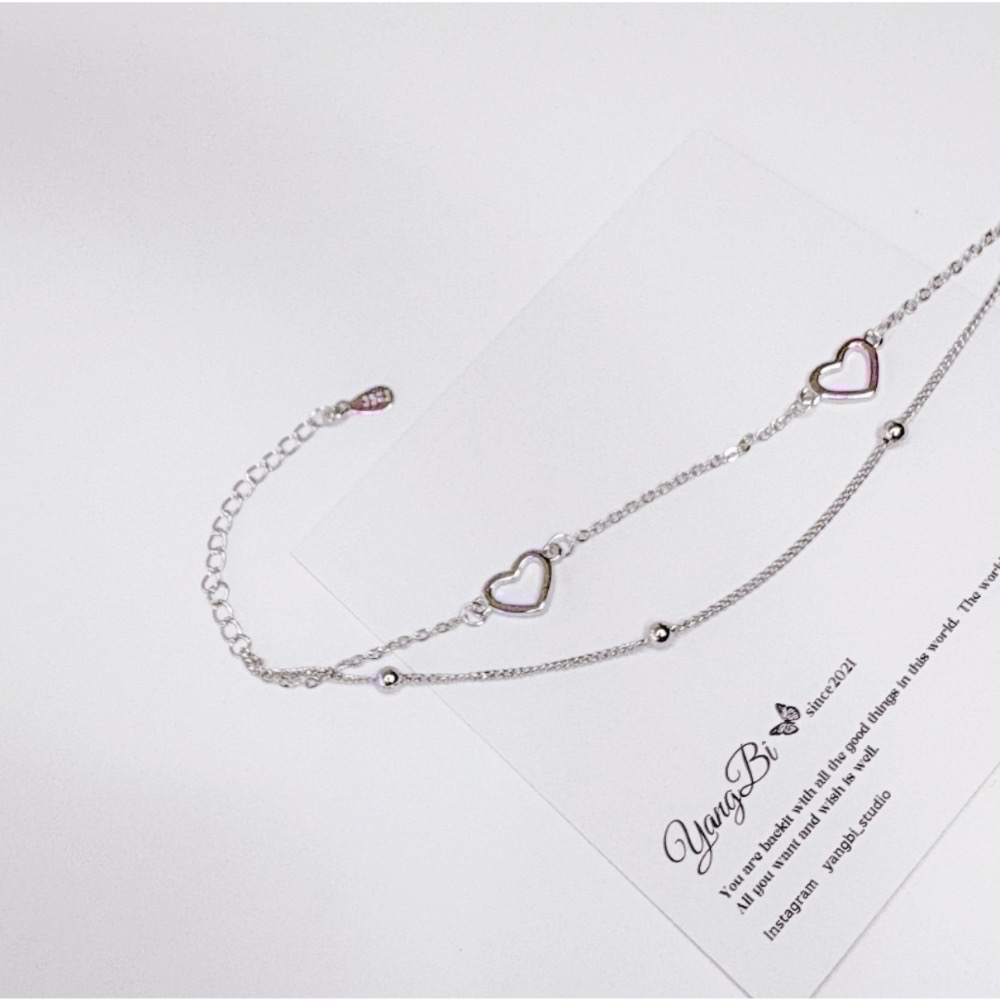 𝓨𝓪𝓷𝓰𝓑𝓲🕊️925銀【閨蜜手鍊】【甜美雙層愛心豆豆細鍊手鍊】 Y828-細節圖6