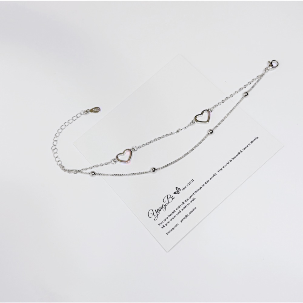 𝓨𝓪𝓷𝓰𝓑𝓲🕊️925銀【閨蜜手鍊】【甜美雙層愛心豆豆細鍊手鍊】 Y828-細節圖7