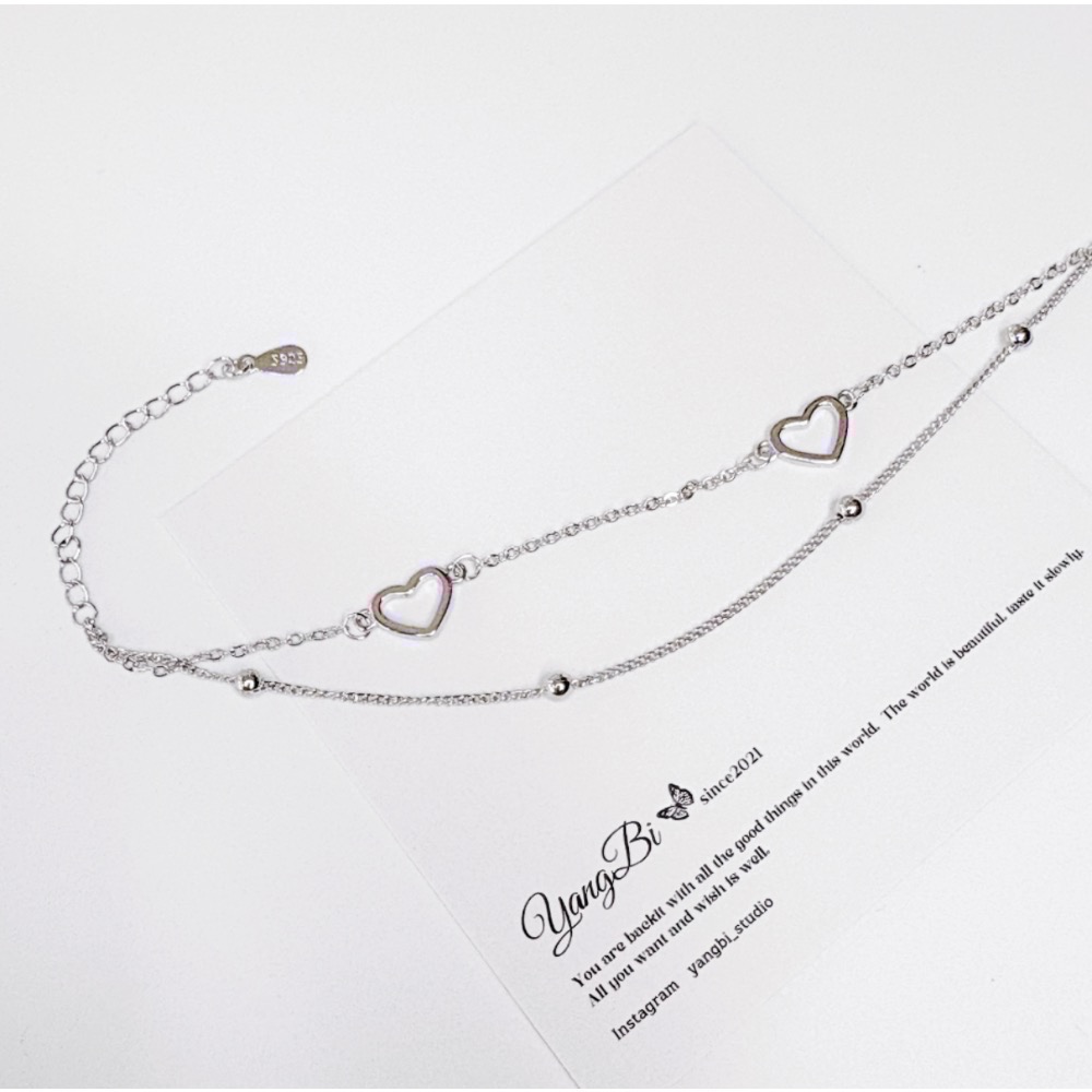 𝓨𝓪𝓷𝓰𝓑𝓲🕊️925銀【閨蜜手鍊】【甜美雙層愛心豆豆細鍊手鍊】 Y828-細節圖8
