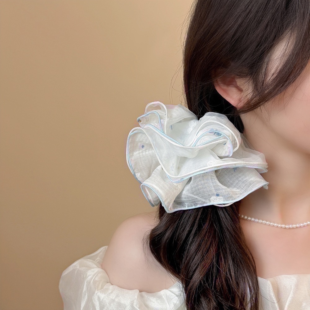 𝓨𝓪𝓷𝓰𝓑𝓲🕊️【田園碎花多層拷邊大腸圈】丸子頭 小清新 包頭 V410-細節圖2