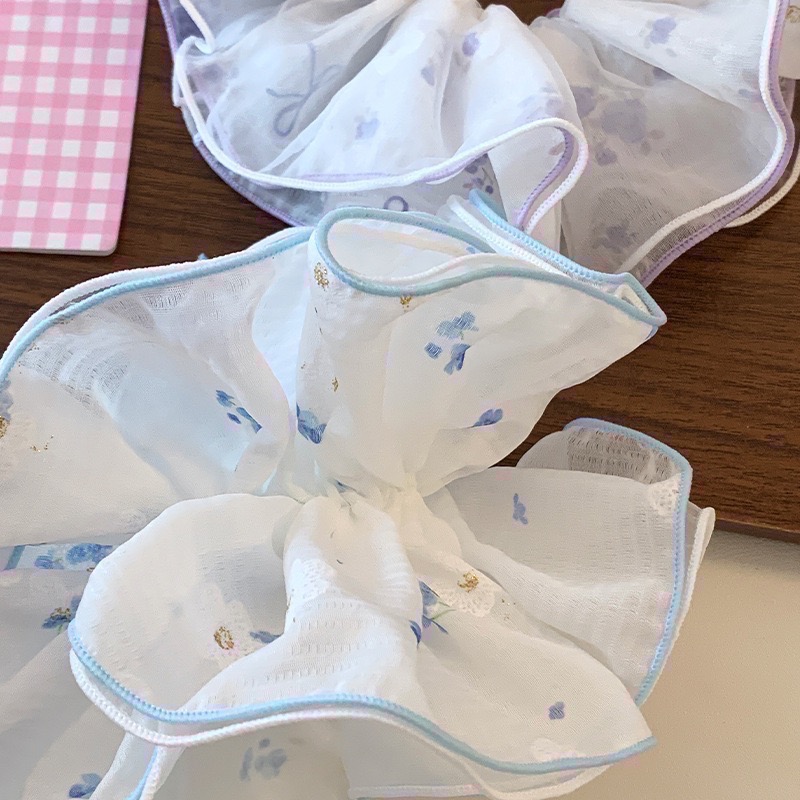 𝓨𝓪𝓷𝓰𝓑𝓲🕊️【田園碎花多層拷邊大腸圈】丸子頭 小清新 包頭 V410-細節圖3