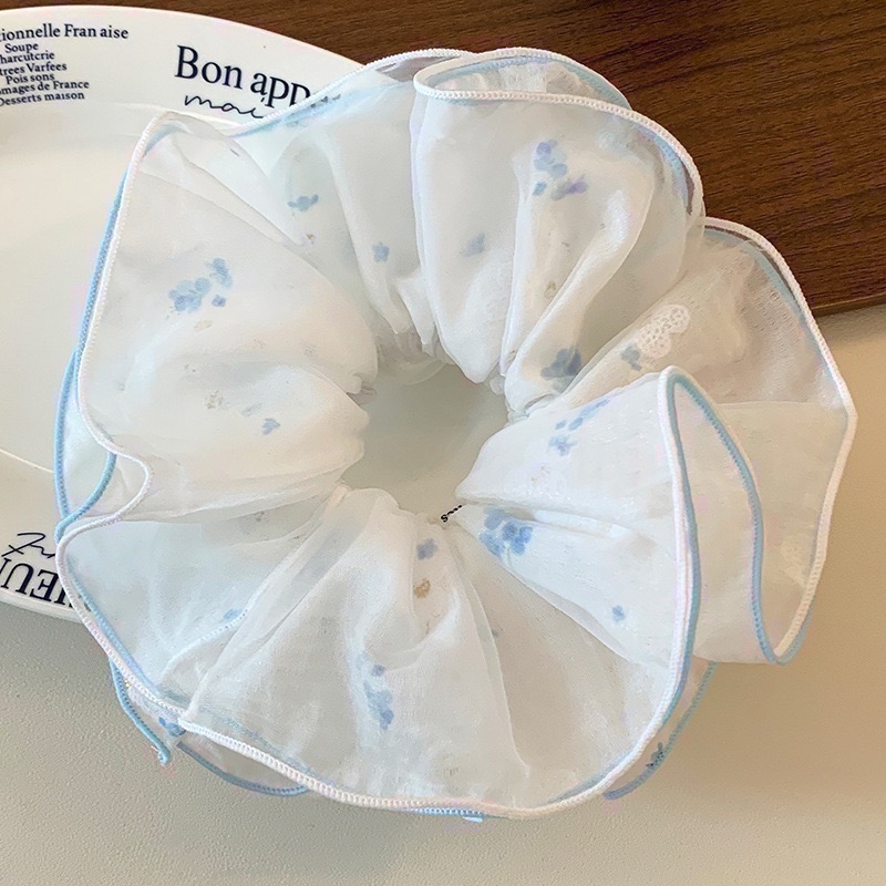 𝓨𝓪𝓷𝓰𝓑𝓲🕊️【田園碎花多層拷邊大腸圈】丸子頭 小清新 包頭 V410-細節圖4