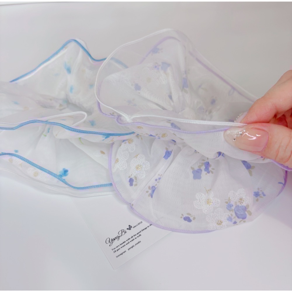 𝓨𝓪𝓷𝓰𝓑𝓲🕊️【田園碎花多層拷邊大腸圈】丸子頭 小清新 包頭 V410-細節圖5