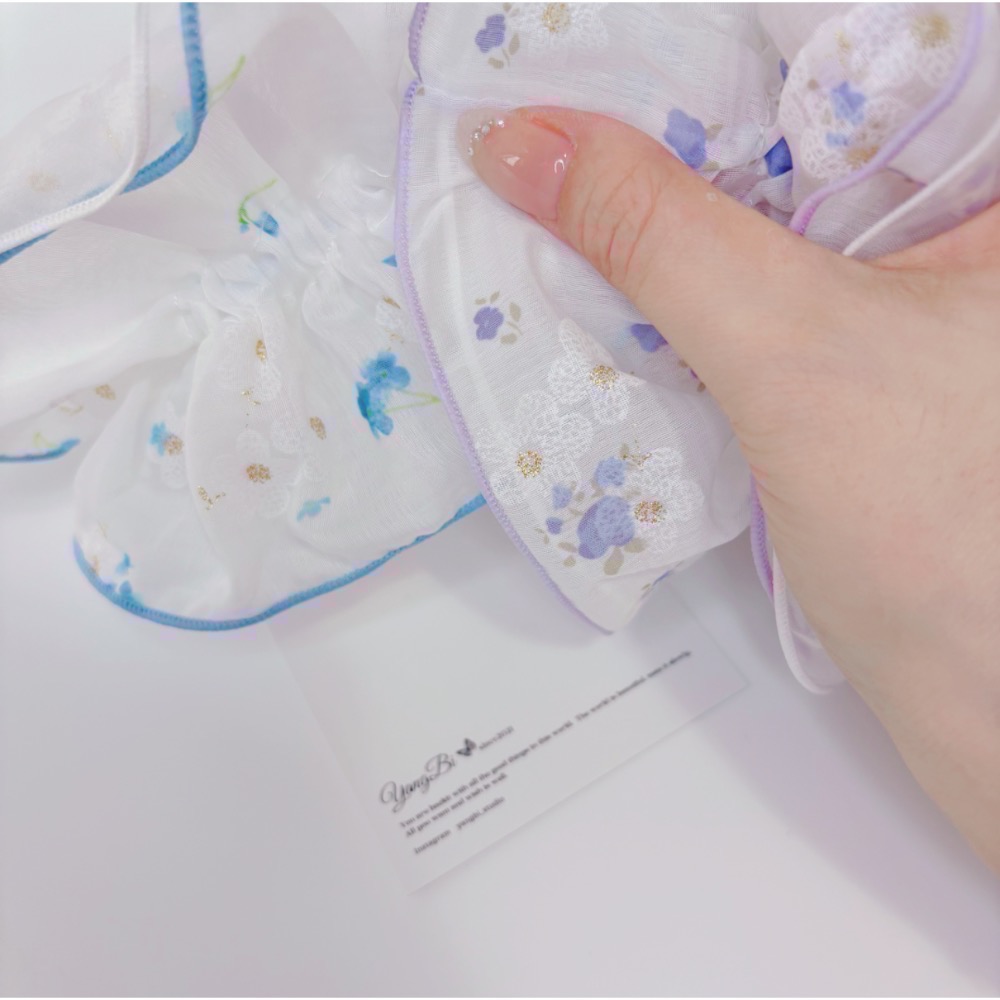 𝓨𝓪𝓷𝓰𝓑𝓲🕊️【田園碎花多層拷邊大腸圈】丸子頭 小清新 包頭 V410-細節圖7