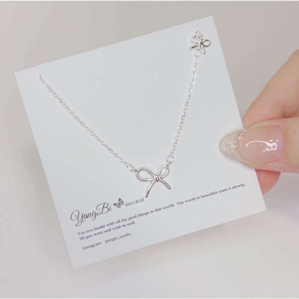 𝓨𝓪𝓷𝓰𝓑𝓲🕊️【925銀】【簡約高級感大小蝴蝶結項鍊】 Y834-細節圖4