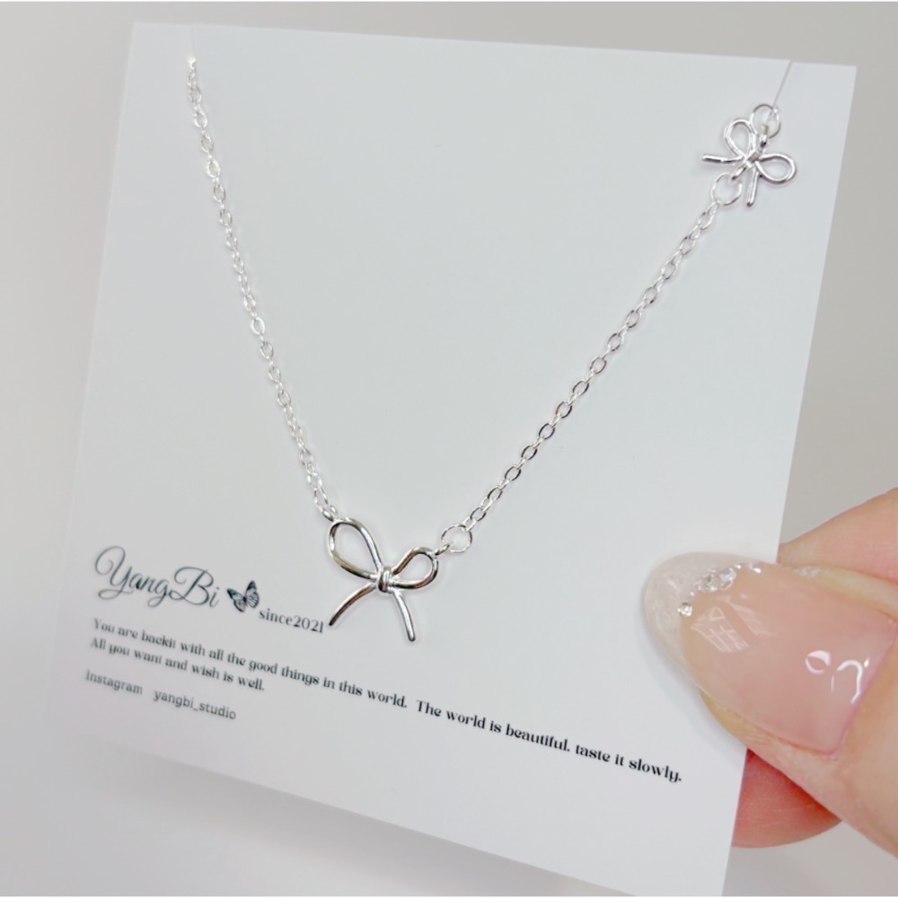 𝓨𝓪𝓷𝓰𝓑𝓲🕊️【925銀】【簡約高級感大小蝴蝶結項鍊】 Y834-細節圖5