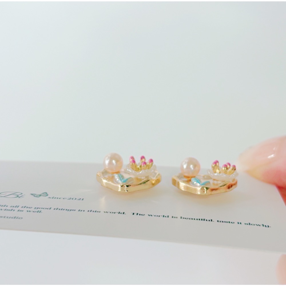 𝓨𝓪𝓷𝓰𝓑𝓲🕊️【耳針耳夾都有】【法式復古油畫】【花朵愛心珍珠耳環】 Y835-細節圖8