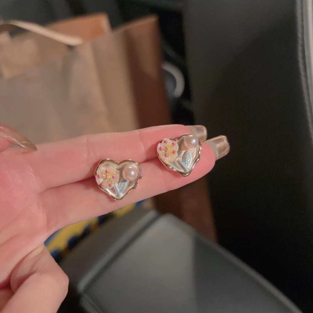 𝓨𝓪𝓷𝓰𝓑𝓲🕊️【耳針耳夾都有】【法式復古油畫】【花朵愛心珍珠耳環】 Y835-細節圖6