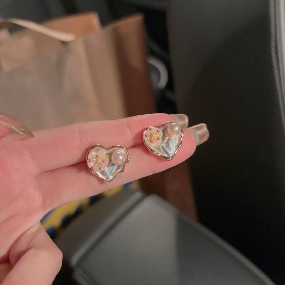 𝓨𝓪𝓷𝓰𝓑𝓲🕊️【耳針耳夾都有】【法式復古油畫】【花朵愛心珍珠耳環】 Y835-細節圖6