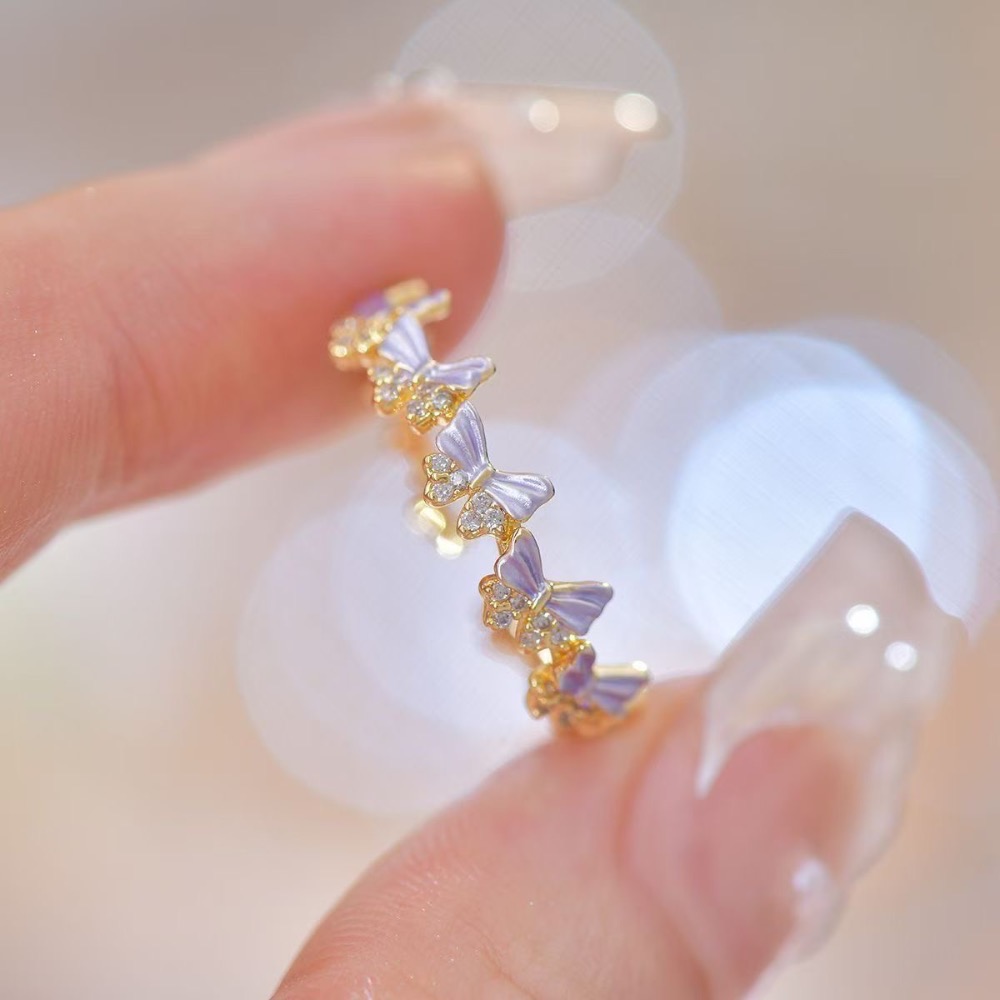 𝓨𝓪𝓷𝓰𝓑𝓲🕊️【紫藤繁花滴油蝴蝶結戒指】 Y838-細節圖3