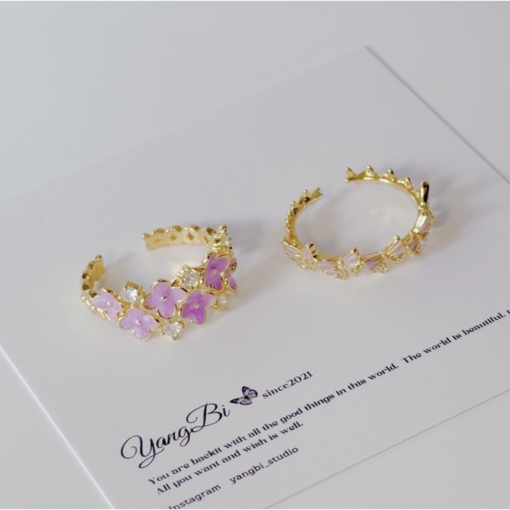 𝓨𝓪𝓷𝓰𝓑𝓲🕊️【紫藤繁花滴油蝴蝶結戒指】 Y838-細節圖7