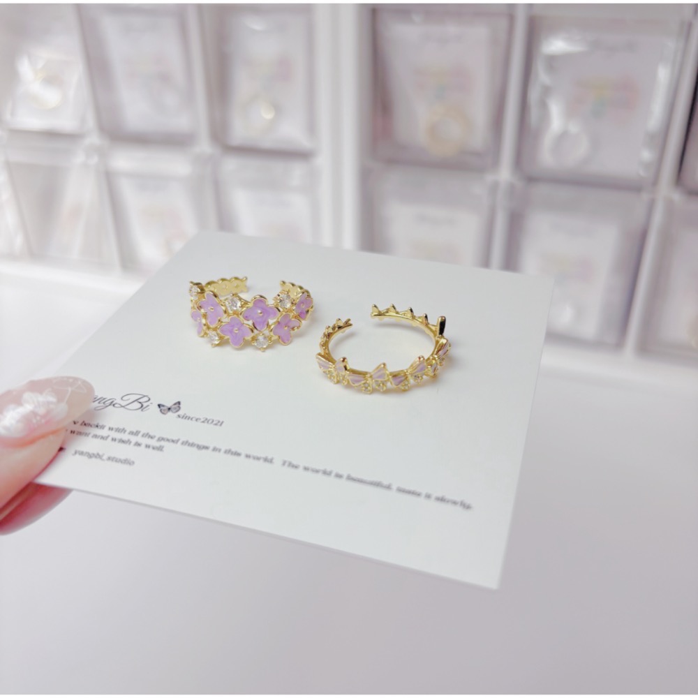 𝓨𝓪𝓷𝓰𝓑𝓲🕊️【紫藤繁花滴油蝴蝶結戒指】 Y838-細節圖9