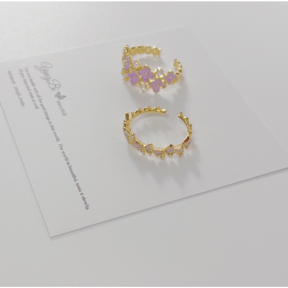 𝓨𝓪𝓷𝓰𝓑𝓲🕊️【紫藤繁花滴油蝴蝶結戒指】 Y838-細節圖10