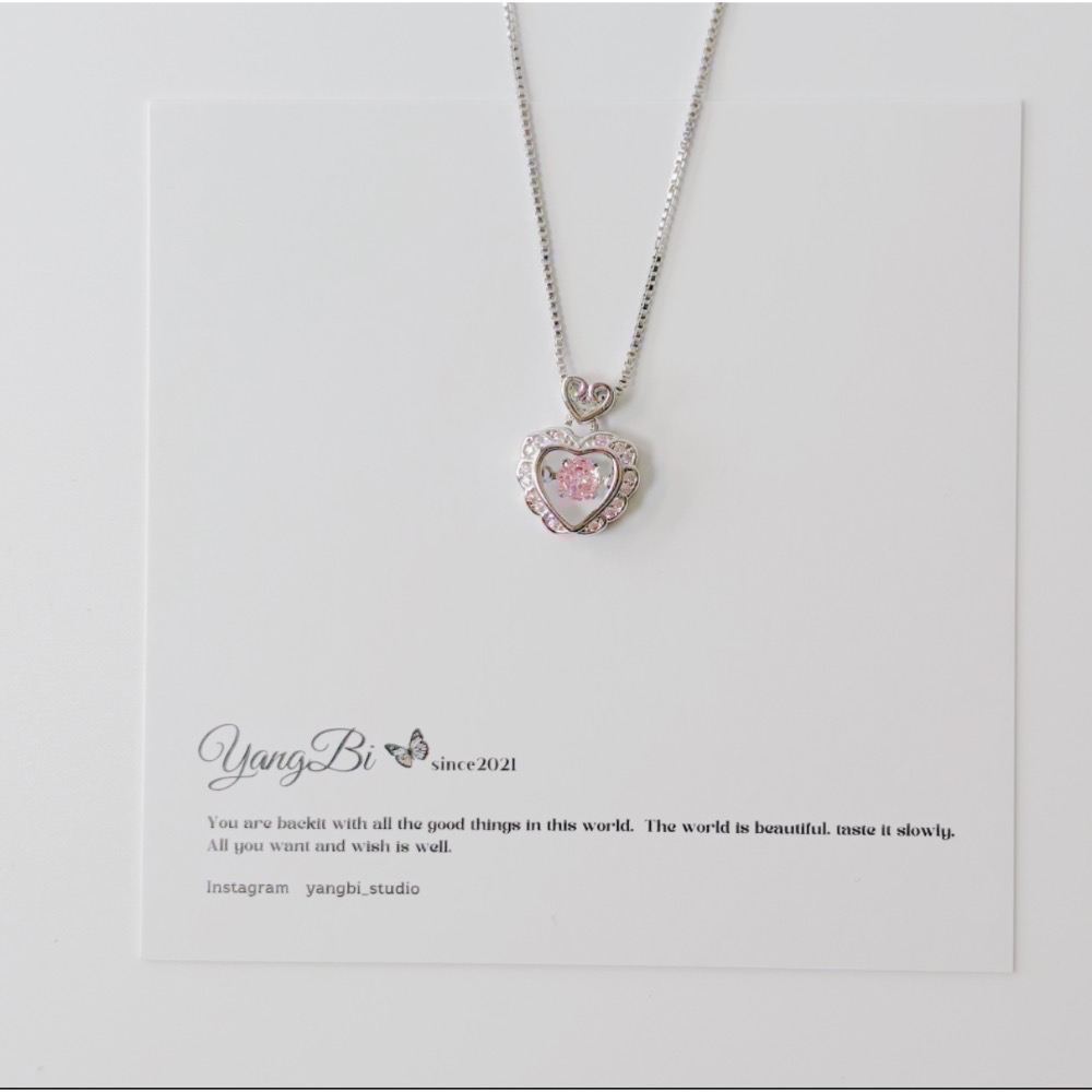 𝓨𝓪𝓷𝓰𝓑𝓲🕊️925銀【跳動愛心粉鑽項鍊】【生日禮物】 Y839-細節圖5