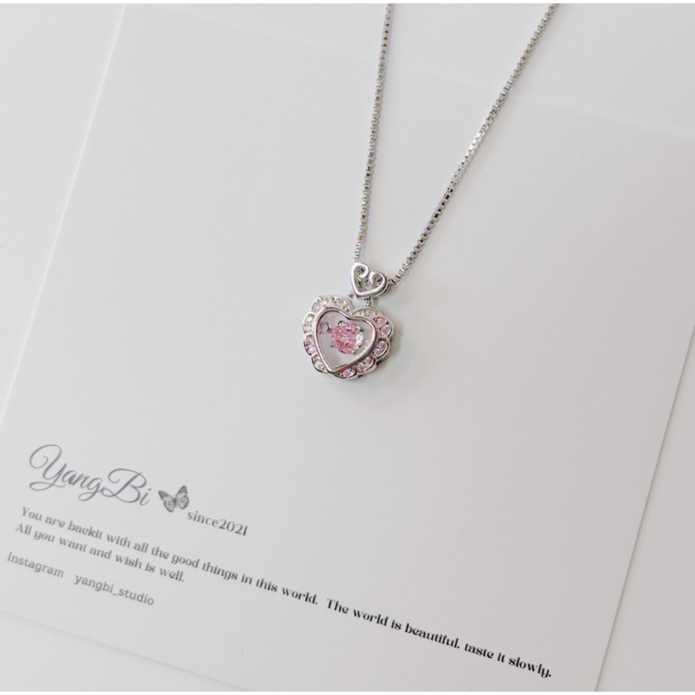 𝓨𝓪𝓷𝓰𝓑𝓲🕊️925銀【跳動愛心粉鑽項鍊】【生日禮物】 Y839-細節圖6
