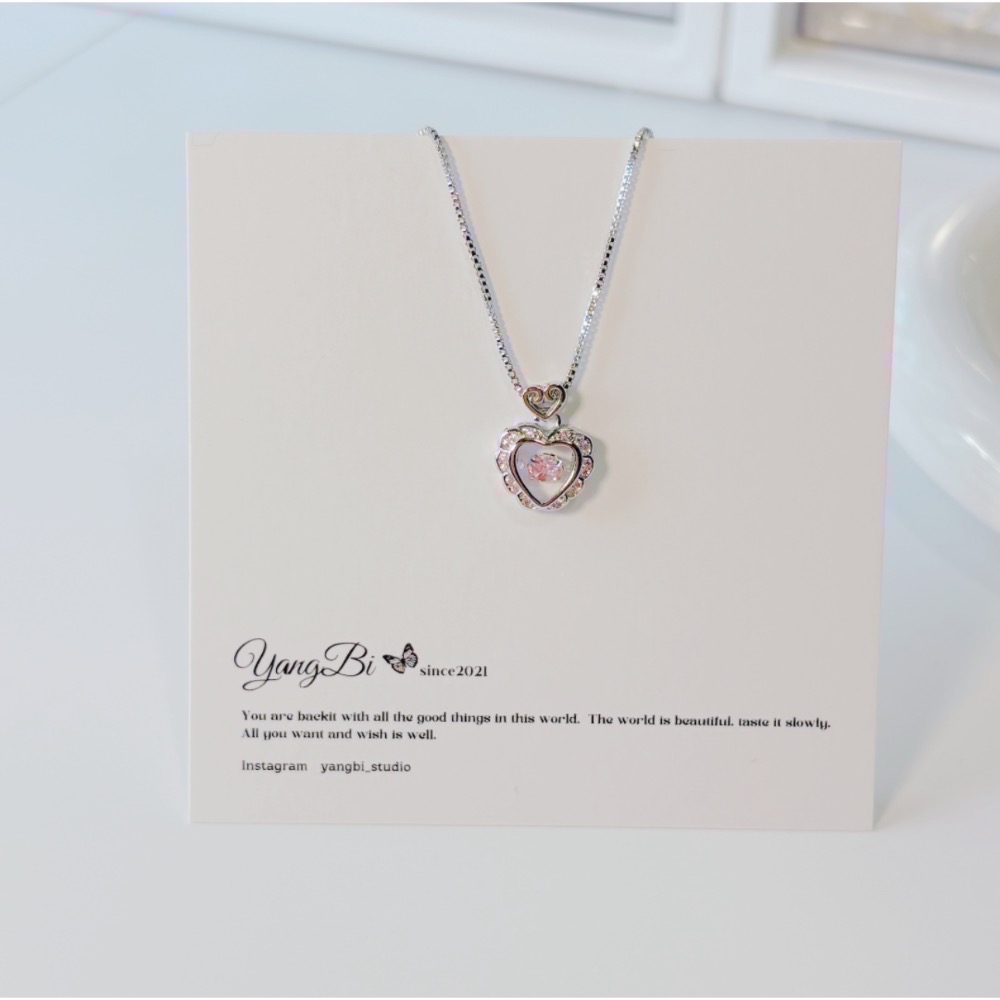𝓨𝓪𝓷𝓰𝓑𝓲🕊️925銀【跳動愛心粉鑽項鍊】【生日禮物】 Y839-細節圖7