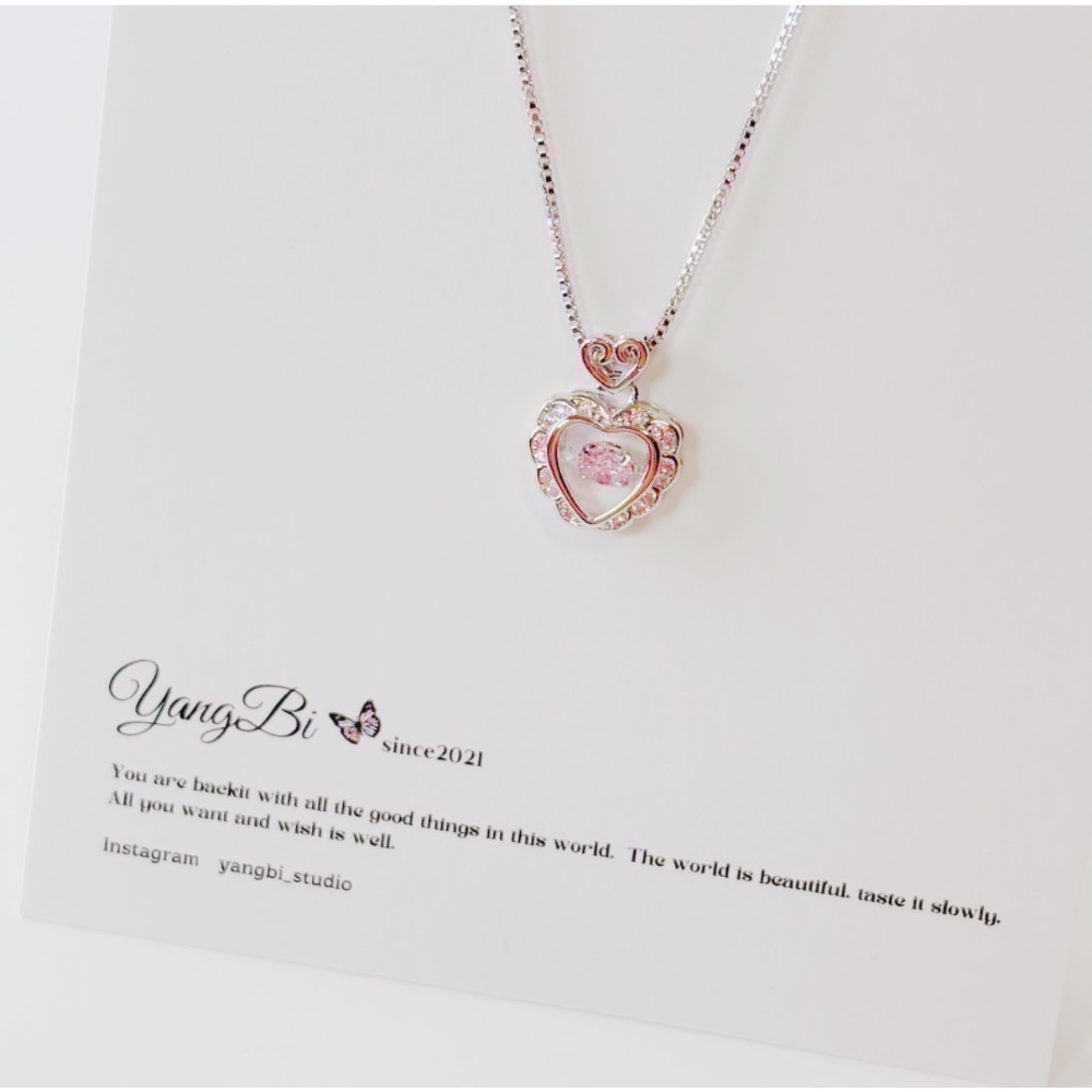 𝓨𝓪𝓷𝓰𝓑𝓲🕊️925銀【跳動愛心粉鑽項鍊】【生日禮物】 Y839-細節圖8