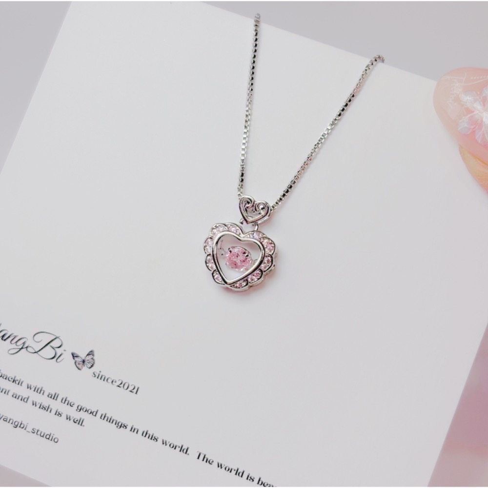𝓨𝓪𝓷𝓰𝓑𝓲🕊️925銀【跳動愛心粉鑽項鍊】【生日禮物】 Y839-細節圖10