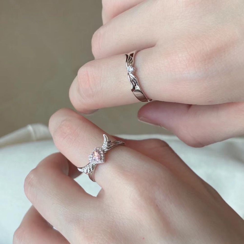 𝓨𝓪𝓷𝓰𝓑𝓲🕊️【愛心天使之翼情侶對戒】【愛心翅膀粉鑽戒指】【中性戒指】 Y844-細節圖7