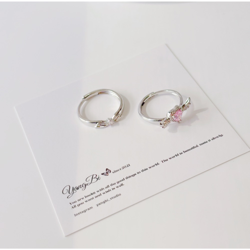 𝓨𝓪𝓷𝓰𝓑𝓲🕊️【愛心天使之翼情侶對戒】【愛心翅膀粉鑽戒指】【中性戒指】 Y844-細節圖9