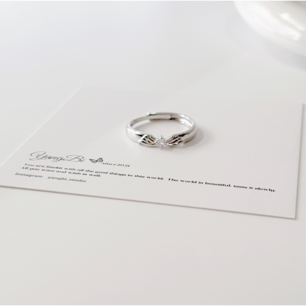 𝓨𝓪𝓷𝓰𝓑𝓲🕊️【愛心天使之翼情侶對戒】【愛心翅膀粉鑽戒指】【中性戒指】 Y844-細節圖10