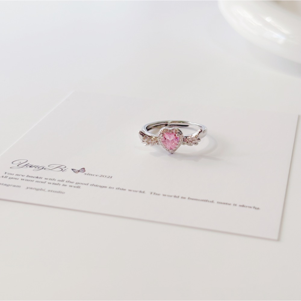 𝓨𝓪𝓷𝓰𝓑𝓲🕊️【愛心天使之翼情侶對戒】【愛心翅膀粉鑽戒指】【中性戒指】 Y844-細節圖11
