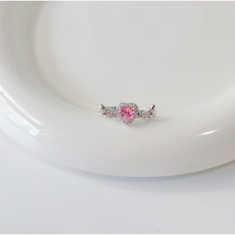 𝓨𝓪𝓷𝓰𝓑𝓲🕊️【愛心天使之翼情侶對戒】【愛心翅膀粉鑽戒指】【中性戒指】 Y844-規格圖11