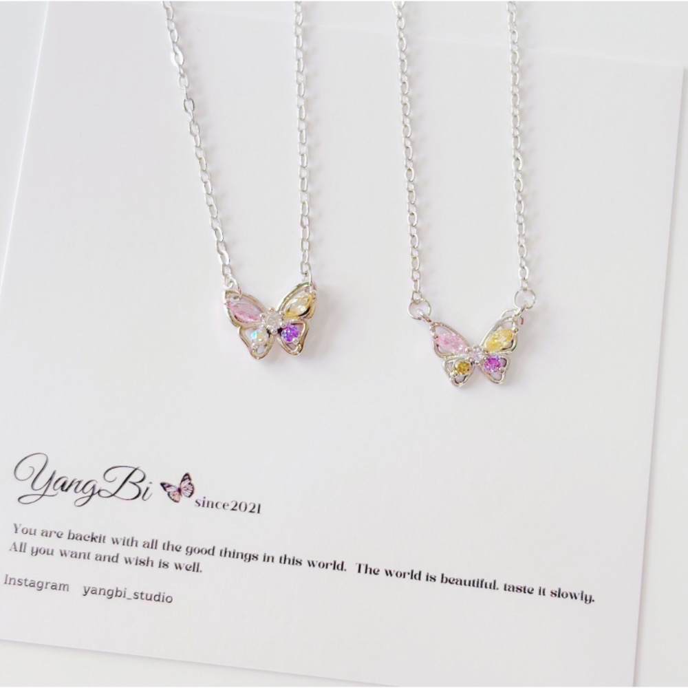 𝓨𝓪𝓷𝓰𝓑𝓲🕊️925銀【五種美好．彩鑽蝴蝶項鍊】 Y846-細節圖2