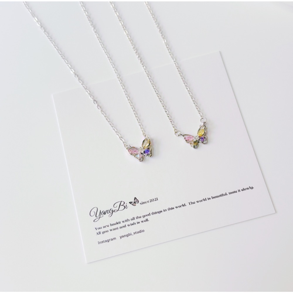 𝓨𝓪𝓷𝓰𝓑𝓲🕊️925銀【五種美好．彩鑽蝴蝶項鍊】 Y846-細節圖5