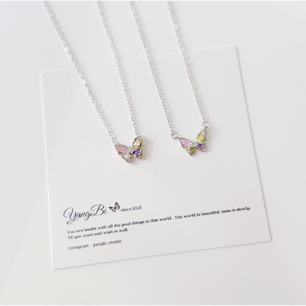 𝓨𝓪𝓷𝓰𝓑𝓲🕊️925銀【五種美好．彩鑽蝴蝶項鍊】 Y846-細節圖4