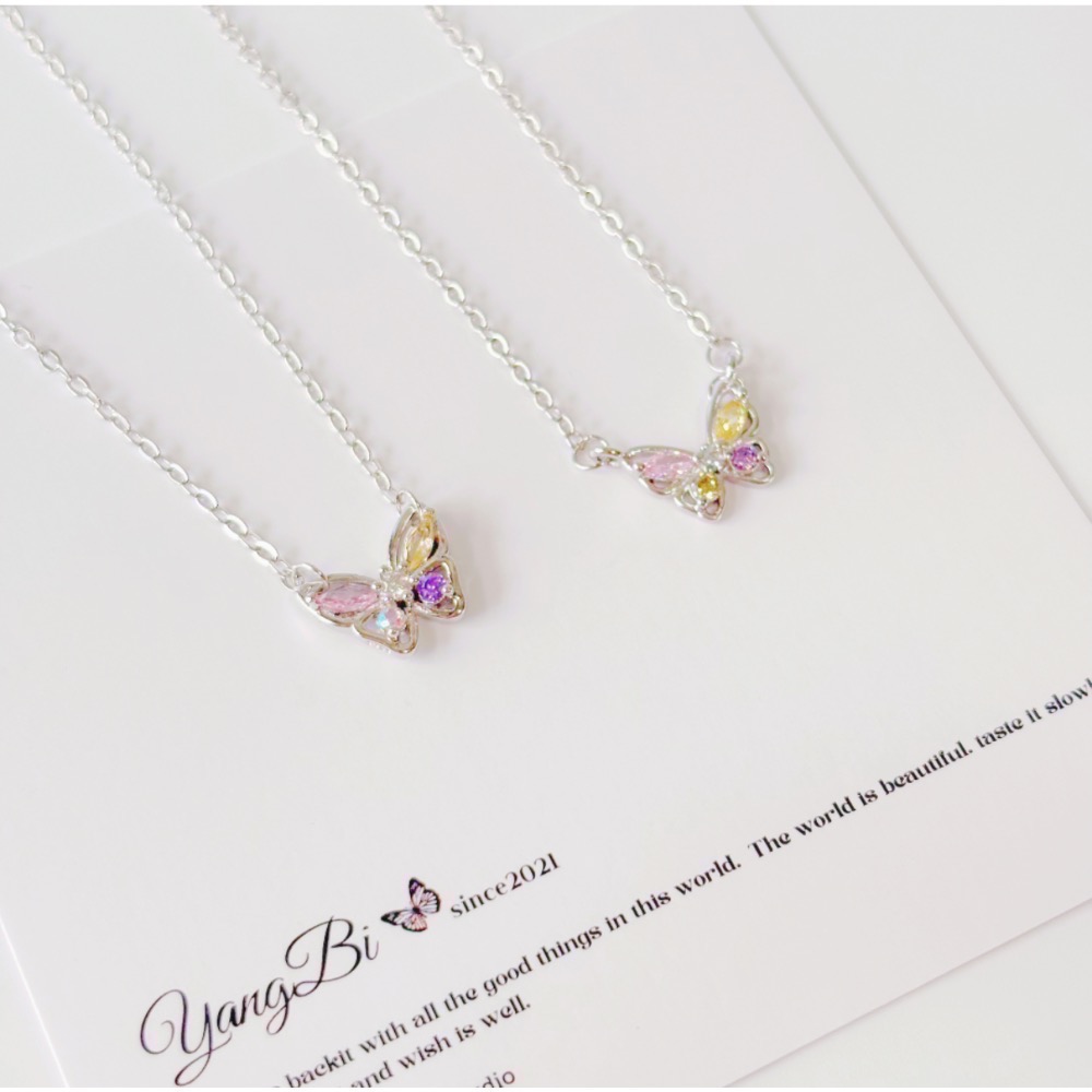 𝓨𝓪𝓷𝓰𝓑𝓲🕊️925銀【五種美好．彩鑽蝴蝶項鍊】 Y846-細節圖6