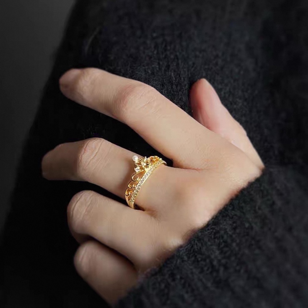 𝓨𝓪𝓷𝓰𝓑𝓲🕊️【 18K真金加厚】【精緻典雅蕾絲皇冠微鑲鑽戒指】 Y849-細節圖2