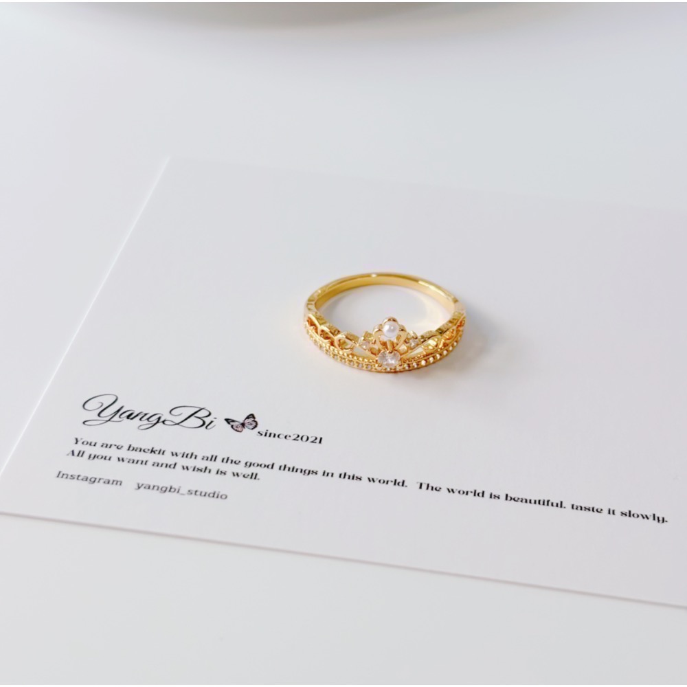 𝓨𝓪𝓷𝓰𝓑𝓲🕊️【 18K真金加厚】【精緻典雅蕾絲皇冠微鑲鑽戒指】 Y849-細節圖6