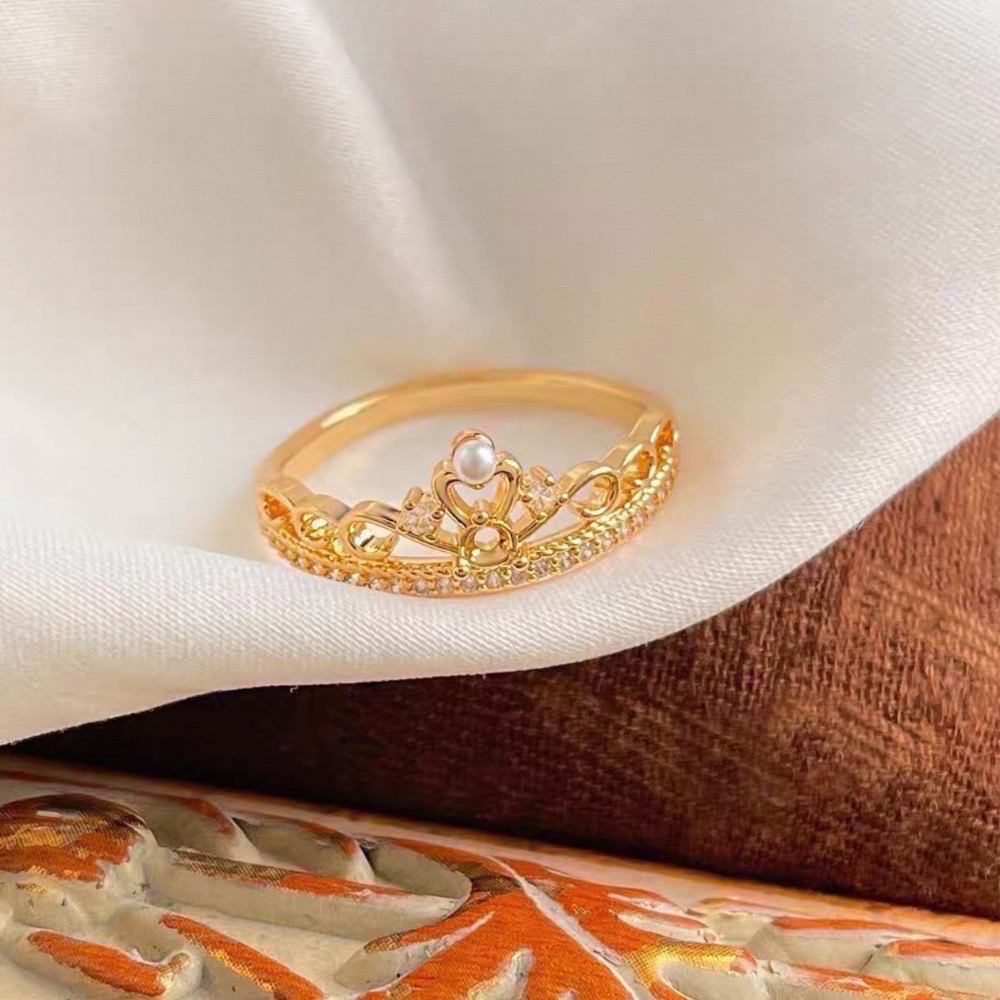 𝓨𝓪𝓷𝓰𝓑𝓲🕊️【 18K真金加厚】【精緻典雅蕾絲皇冠微鑲鑽戒指】 Y849-細節圖3