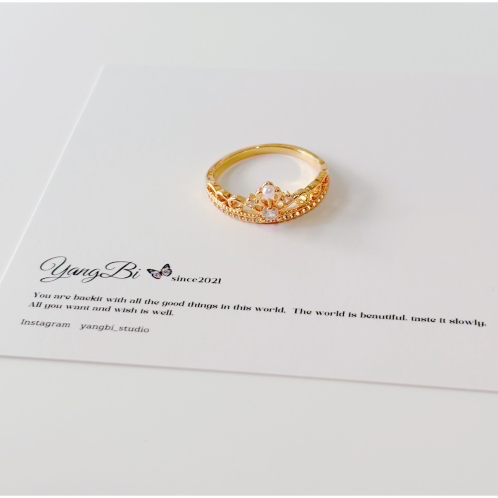 𝓨𝓪𝓷𝓰𝓑𝓲🕊️【 18K真金加厚】【精緻典雅蕾絲皇冠微鑲鑽戒指】 Y849-細節圖7