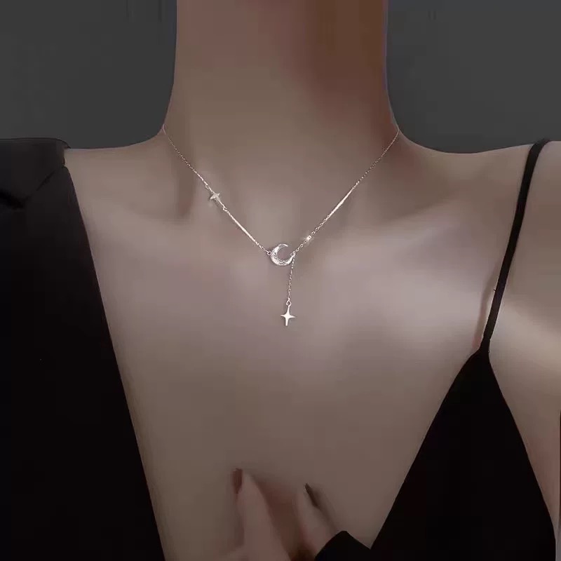 𝓨𝓪𝓷𝓰𝓑𝓲🕊️925銀【四芒星彎月項鍊】 Y852-細節圖2